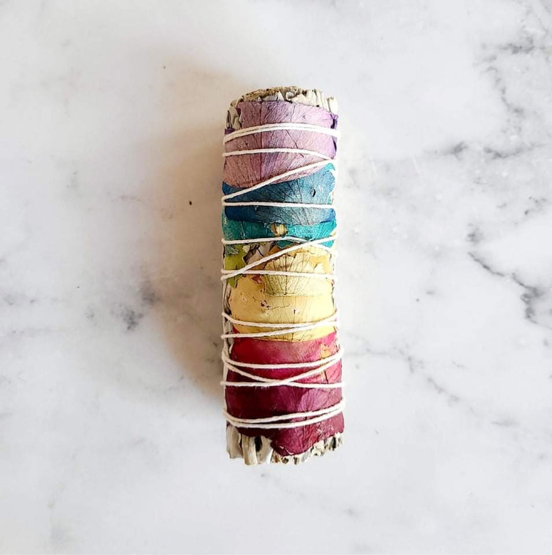 Rose Petals White Sage Smudge Stick